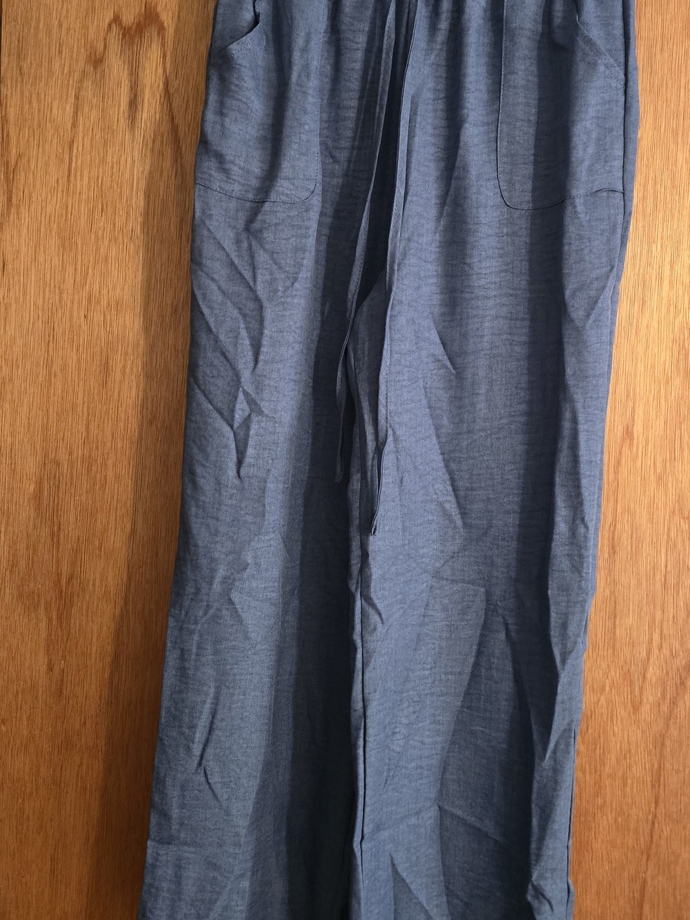 SHEIN Straight Leg Drawstring Pallazzo  Pants - Bluish  Gray(26)